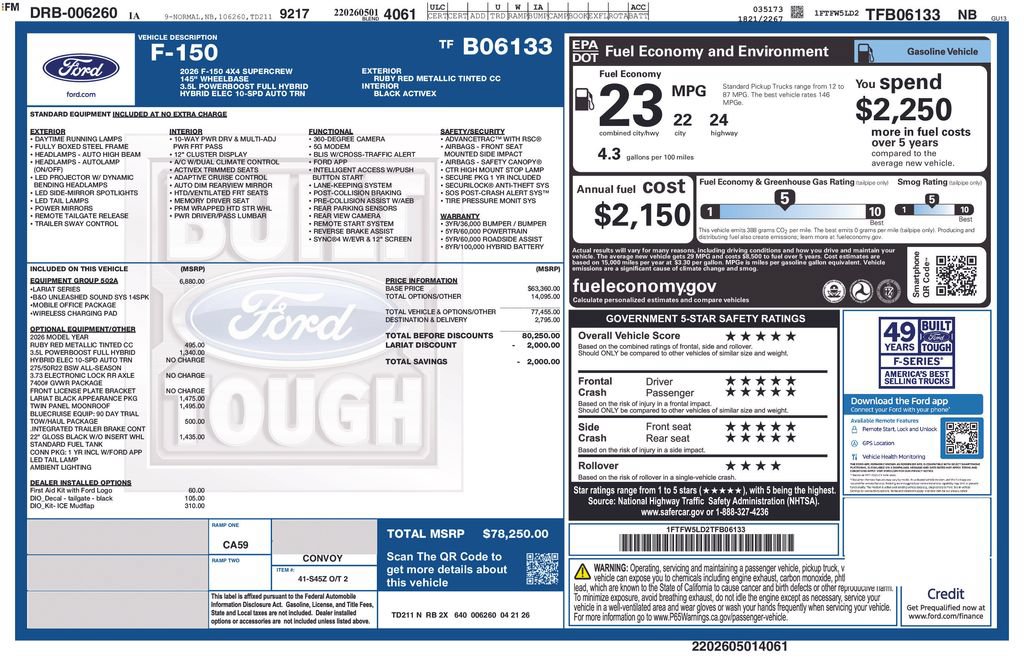 New 2026 Ford F150 Lariat w/ Equipment Group 502A High AWD/4WD image 21