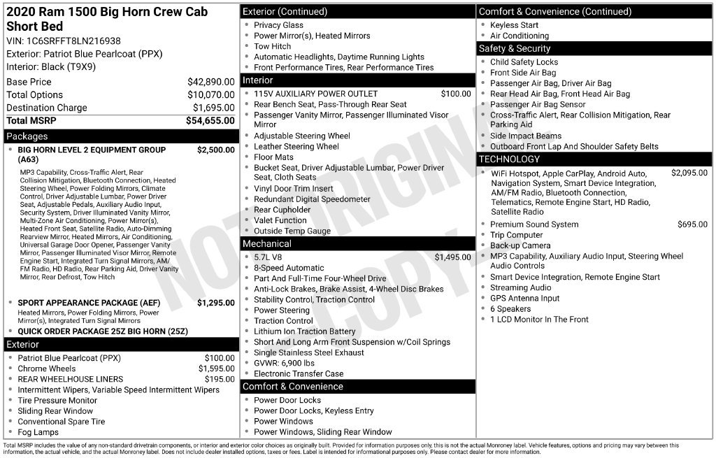 Used 2020 RAM 1500 Big Horn AWD/4WD image 1