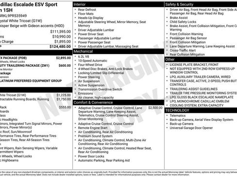 Certified 2023 Cadillac Escalade ESV Sport Platinum w/ LPO, ONYX Package AWD/4WD image 54