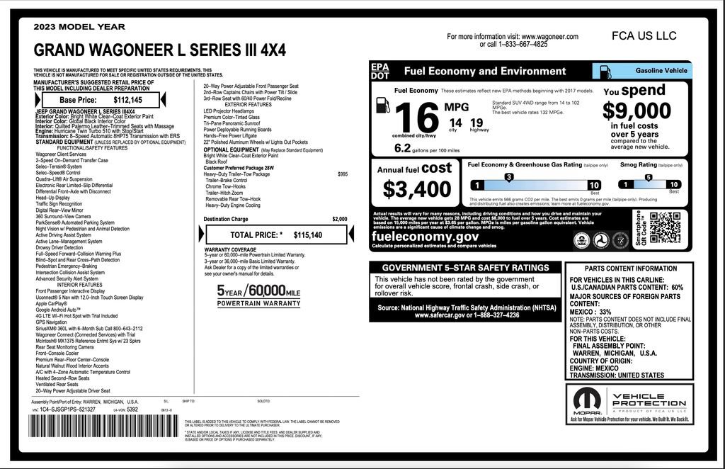Used 2023 Jeep Grand Wagoneer L Series III w/ HD Trailer Tow Package AWD/4WD image 7