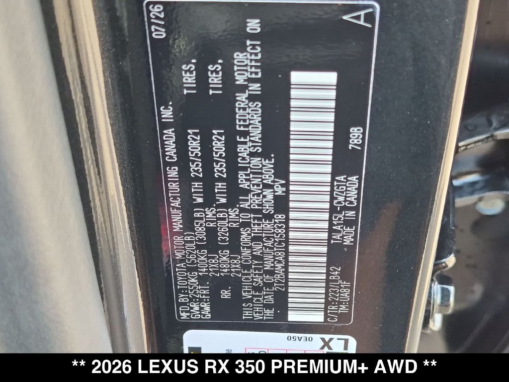 New 2026 Lexus RX 350 Premium Plus AWD/4WD image 18
