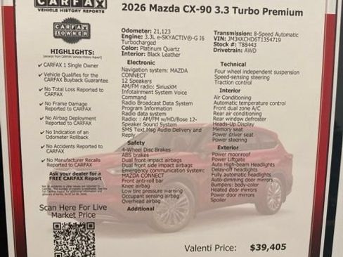 Used 2026 MAZDA CX-90 3.3 Turbo w/ Premium Sport Pkg AWD/4WD image 49