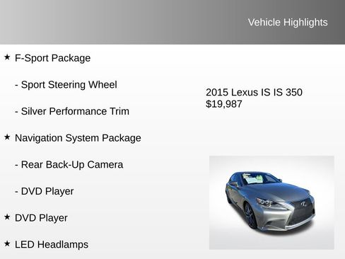 Used 2015 Lexus IS 350 w/ F-Sport Package image 16