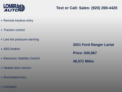 Used 2021 Ford Ranger Lariat w/ Trailer Tow Package AWD/4WD image 7