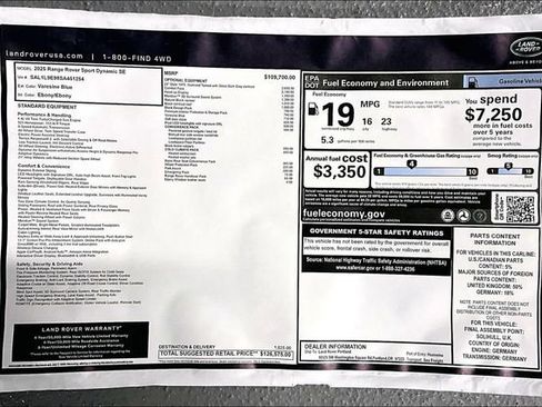 New 2025 Land Rover Range Rover Sport Dynamic SE image 12