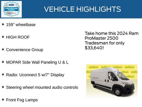Used 2024 RAM ProMaster 2500 w/ Convenience Group FWD image 23
