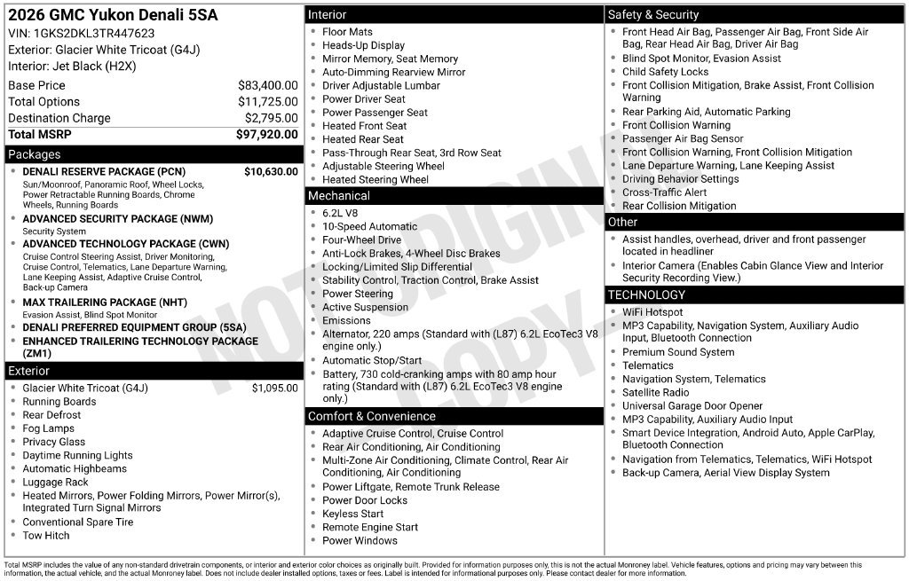 New 2026 GMC Yukon Denali w/ Denali Reserve Package AWD/4WD image 10