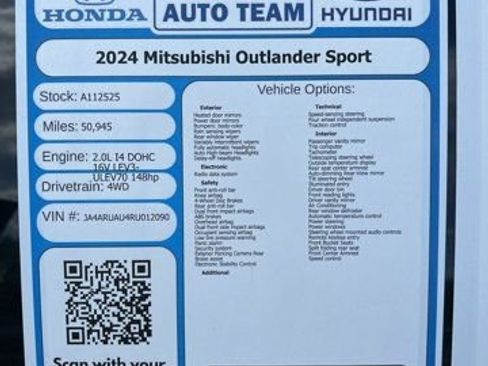Used 2024 Mitsubishi Outlander Sport SE AWD/4WD image 19