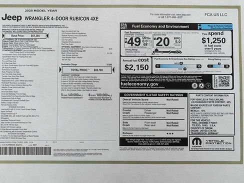 Used 2025 Jeep Wrangler Unlimited Rubicon 4xe AWD/4WD image 44