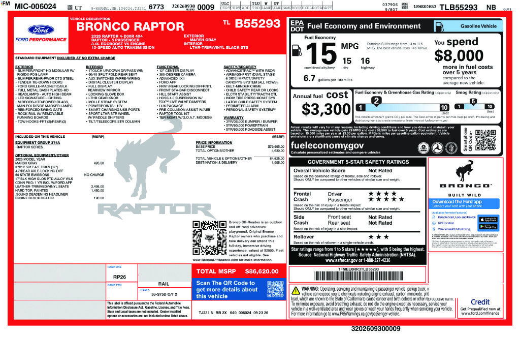 New 2026 Ford Bronco Raptor AWD/4WD image 3