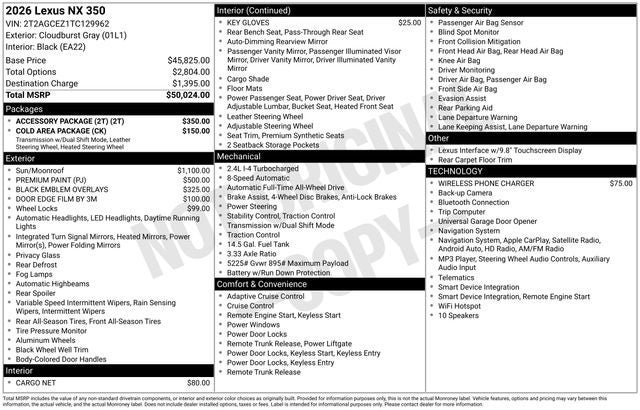 New 2026 Lexus NX 350 AWD w/ Accessory Package (2T) image 39
