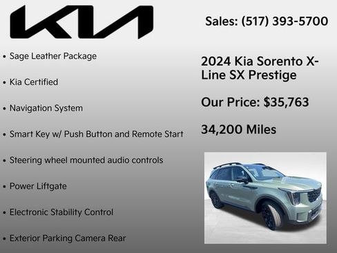 Used 2024 Kia Sorento SX Prestige w/ Sage Leather Package AWD/4WD image 7
