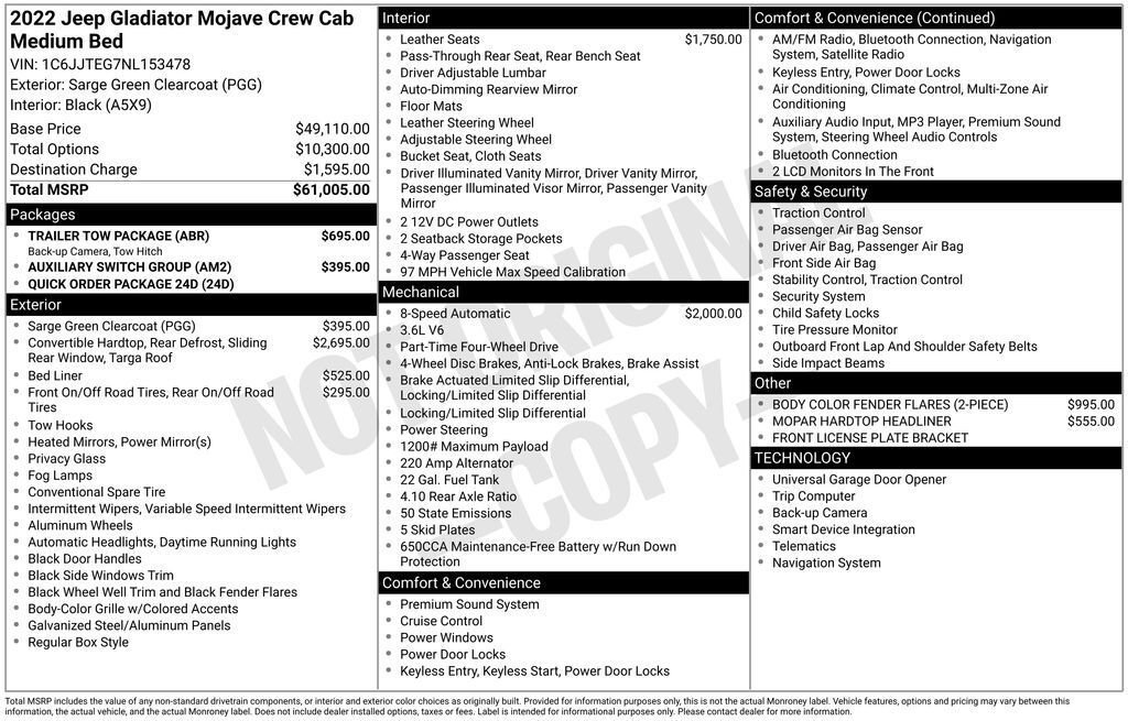 Used 2022 Jeep Gladiator Mojave w/ Trailer Tow Package AWD/4WD image 22
