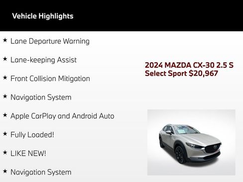 Used 2024 MAZDA CX-30 AWD 2.5 S w/ Select Sport Pkg image 4