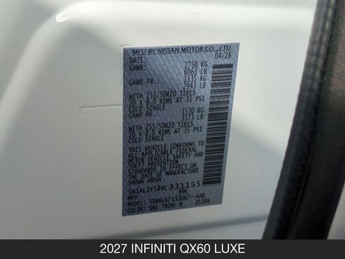 New 2027 INFINITI QX60 Luxe FWD image 27
