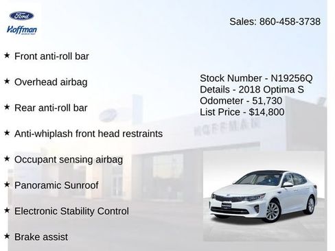 Used 2018 Kia Optima S w/ Panoramic Sunroof Package FWD image 20