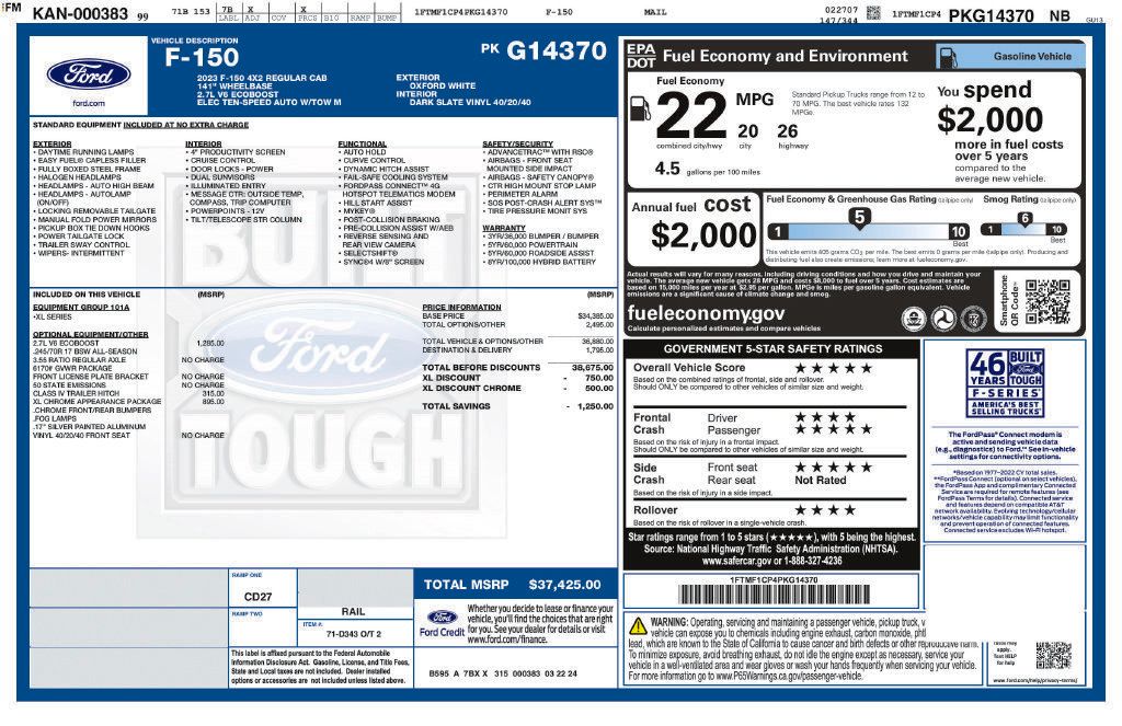 Used 2023 Ford F150 XL w/ XL Chrome Appearance Package RWD image 2