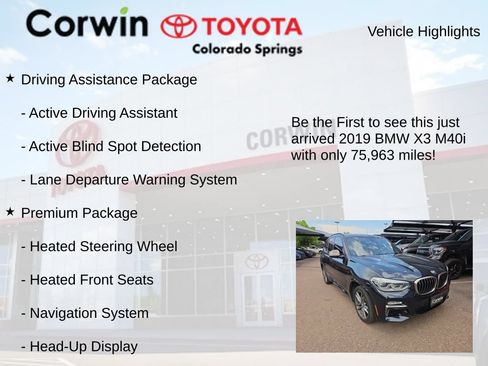 Used 2019 BMW X3 M40i w/ Premium Package AWD/4WD image 4