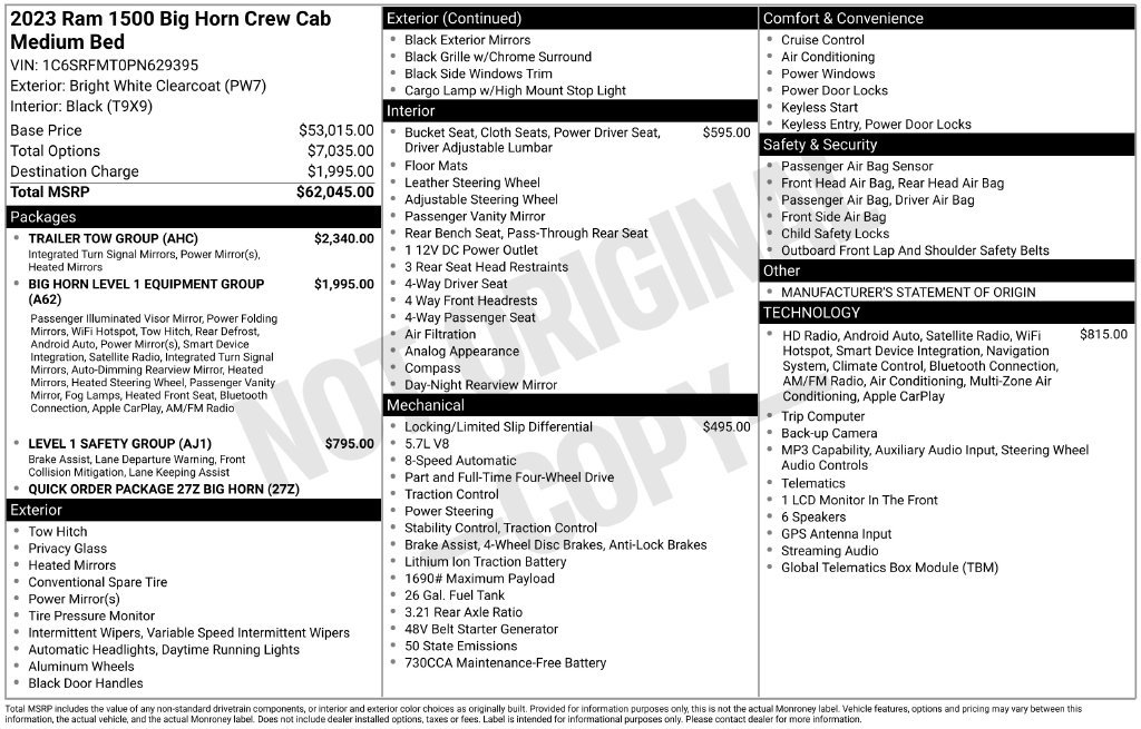 Used 2023 RAM 1500 Big Horn w/ Trailer Tow Group AWD/4WD image 45
