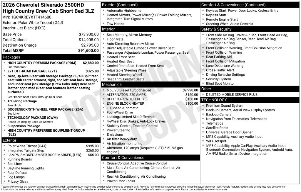 New 2026 Chevrolet Silverado 2500 High Country w/ High Country Premium Package AWD/4WD image 4