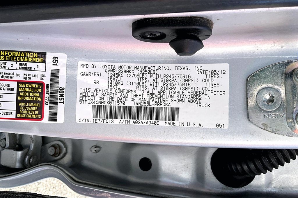 Used 2012 Toyota Tacoma PreRunner w/ SR5 Pkg RWD image 34