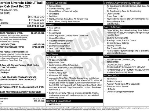Used 2021 Chevrolet Silverado 1500 LT Trail Boss w/ Convenience Package II AWD/4WD image 2