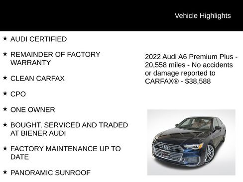 Certified 2022 Audi A6 Premium Plus w/ Premium Plus Package image 9