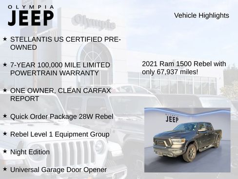Certified 2021 RAM 1500 Rebel w/ Rebel Level 1 Equipment Group image 7