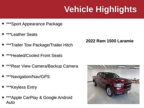 Used 2022 RAM 1500 Laramie w/ Sport Appearance Package AWD/4WD image 10