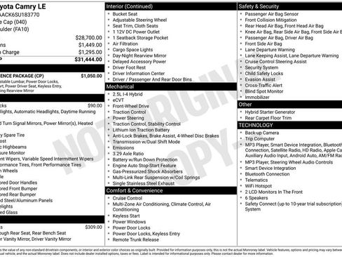 Used 2025 Toyota Camry LE w/ Convenience Package FWD image 15