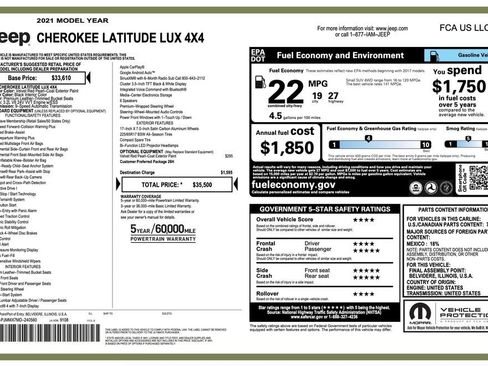 Certified 2021 Jeep Cherokee Latitude Lux AWD/4WD image 7