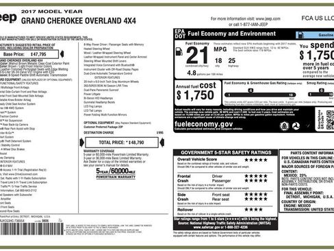 Used 2017 Jeep Grand Cherokee Overland AWD/4WD image 25