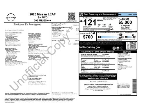 New 2026 Nissan Leaf S+ w/ Floor Mat Package (S+) image 11