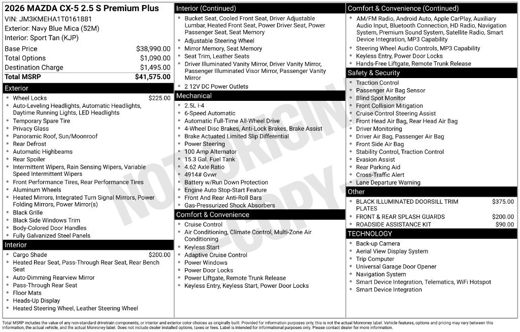 New 2026 MAZDA CX-5 2.5 S w/ Premium Plus Package AWD/4WD image 7