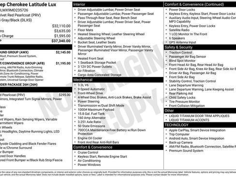 Used 2021 Jeep Cherokee Latitude Lux w/ Sun & Sound Group image 9