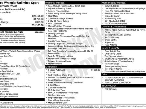 Used 2014 Jeep Wrangler Unlimited Sport w/ Quick Order Package 24S AWD/4WD image 6