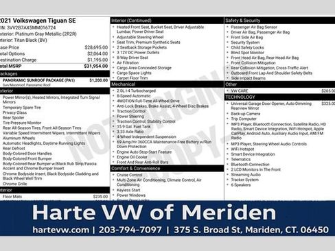 Certified 2021 Volkswagen Tiguan SE w/ Panoramic Sunroof Package AWD/4WD image 1