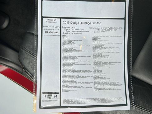 Used 2015 Dodge Durango Limited w/ Nav & Power Liftgate Group AWD/4WD image 32