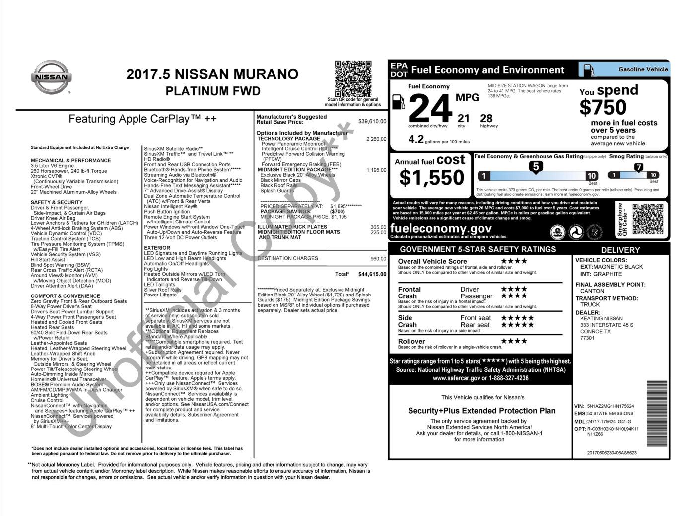 Used 2017 Nissan Murano Platinum w/ Platinum Technology Package FWD image 3