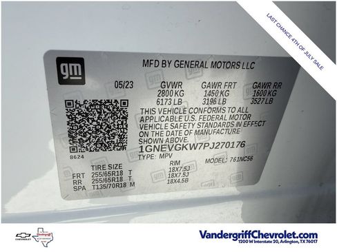 Certified 2023 Chevrolet Traverse LT w/ LPO, Cargo Package AWD/4WD image 30