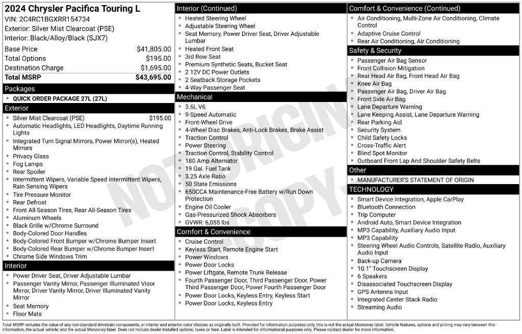 Used 2024 Chrysler Pacifica Touring-L FWD image 6
