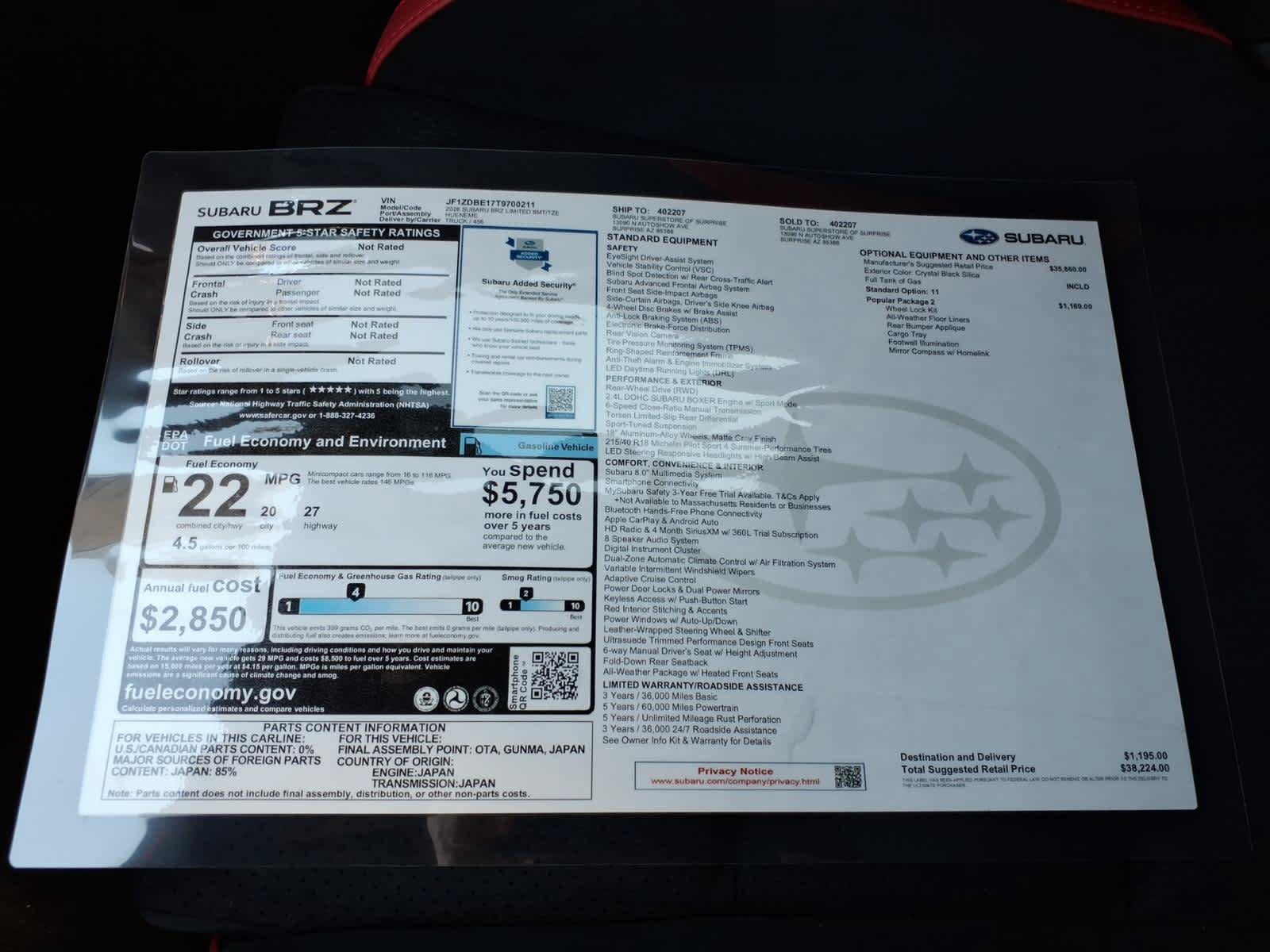 New 2026 Subaru BRZ Limited w/ Popular Package 2 RWD image 40