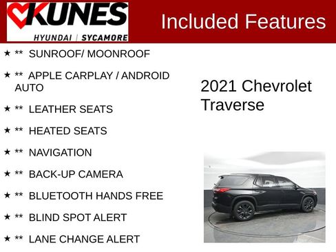 Used 2021 Chevrolet Traverse RS w/ LPO, Floor Liner Package image 2