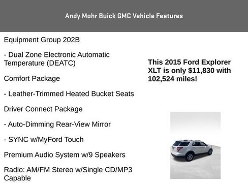 Used 2015 Ford Explorer XLT w/ Equipment Group 202B AWD/4WD image 8