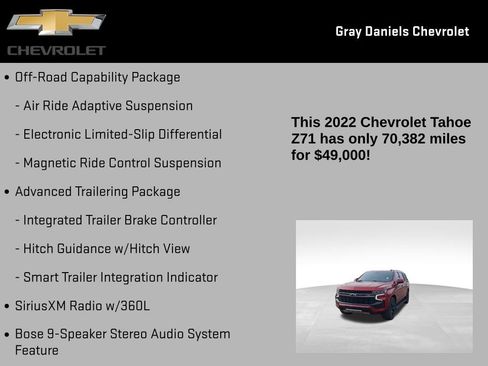 Certified 2022 Chevrolet Tahoe Z71 w/ Z71 Off-Road Package image 31