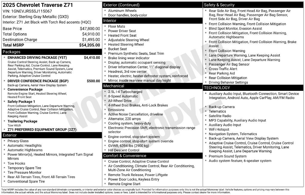 Used 2025 Chevrolet Traverse Z71 w/ Enhanced Driving Package AWD/4WD image 4