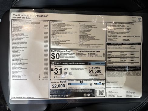 New 2026 BMW 330i Sedan w/ Convenience Package RWD image 13
