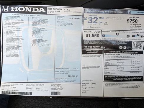 New 2026 Honda Accord LX image 18