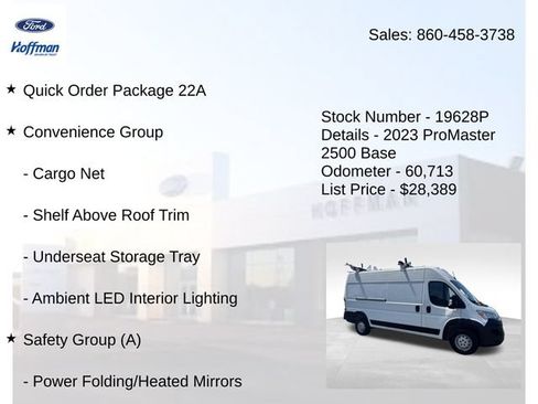 Used 2023 RAM ProMaster 2500 w/ Convenience Group FWD image 5