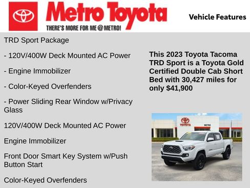 Certified 2023 Toyota Tacoma TRD Sport w/ Advanced Technology Package AWD/4WD image 21